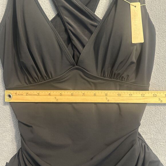 Black Cross-Back Women Swim One Piece - Picture 12 of 14